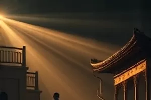 《公文写作的三段式》课件封面，文稿上用色块标出三个段落